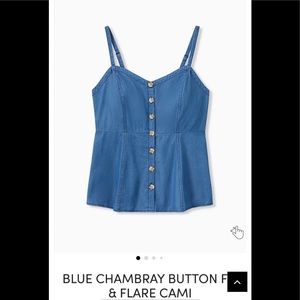 Torrid jean button front tank style blouse size 2